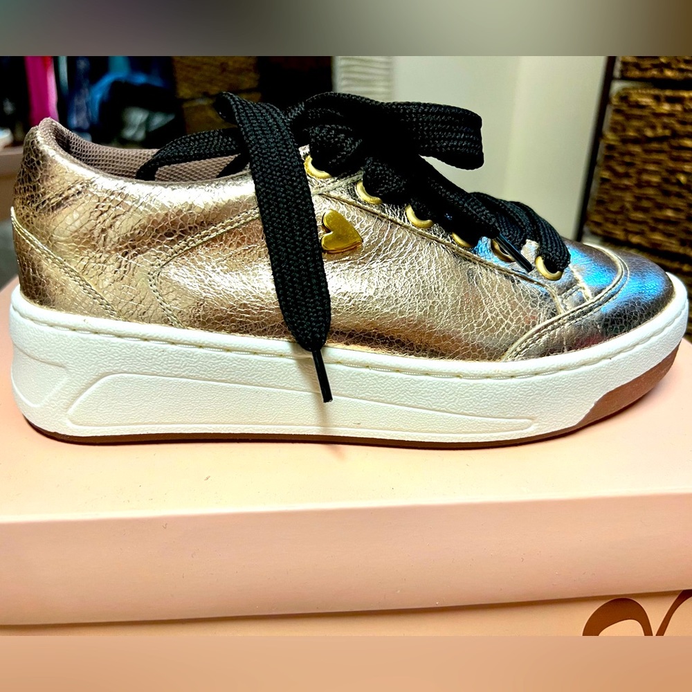 Gold Leather Sneakers
